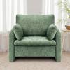 VEVOR Accent Chair, Metal Framed Chair with Wooden Armrests, Modern Cozy Upholstered Armchair, with Soft Foam Cushioning, Detachable Cushion, for Living Room, Bedroom, Reading Room, Office, Beige(Green)