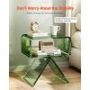 VEVOR Acrylic Bar Cart with 4 Lockable Wheels, Clear Mobile Utility Rolling Cart, Multifunction Serving Cart for Home Bar, Kitchen, Bathroom, Living Room, with Pulling Handle, 2-Tier, Modern(Green)