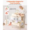 VEVOR Baby Changing Table, Foldable Diaper Change Station with 2 Fabric Drawers, Side Basket and Hanging Rod, Adjustable Height Changing Table with Lockable Wheels and 2 Star Toys, Light Gray(Beige)