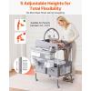 VEVOR Baby Changing Table, Foldable Diaper Change Station with 2 Fabric Drawers, Side Basket and Hanging Rod, Adjustable Height Changing Table with Lockable Wheels and 2 Star Toys, Light Gray(light gray)