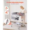 VEVOR Baby Changing Table, Foldable Diaper Change Station with Side Basket, Adjustable Height Changing Table with Lockable Wheels, Multi-Functional Nursery Storage Organizer, Gray(Gray)