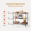 VEVOR Bar Cart, Home Serving Cart, 3 Tiers 300 LBS Industrial Rolling Beverage Station on Lockable Wheels, Mobile Alcohol Drink Cart with Removable Tray Wine Rack Glass Holder for Kitchen Dining Room(Black)