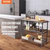 VEVOR Bar Cart, Home Serving Cart, 3 Tiers 300 LBS Industrial Rolling Beverage Station on Lockable Wheels, Mobile Alcohol Drink Cart with Removable Tray Wine Rack Glass Holder for Kitchen Dining Room(Black)