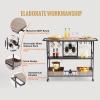 VEVOR Bar Cart, Home Serving Cart, 3 Tiers 300 LBS Industrial Rolling Beverage Station on Lockable Wheels, Mobile Alcohol Drink Cart with Removable Tray Wine Rack Glass Holder for Kitchen Dining Room(Black)