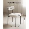 VEVOR Boucle Dining Chairs Set of 2, Mid Century Modern Sherpa Accent Chairs, Upholstered Side Chair for Dining Room, Space-Saving White Kitchen Chair with Curved Backrest and Black Metal Legs(Set of 2)