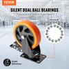 VEVOR Caster Wheels, 2-inch Swivel Plate Casters, Set of 4, with Security Dual Locking No Noise PVC Wheels for Cart Furniture Workbench, Heavy Duty 150 lbs Load Capacity Per Caster(5inch)
