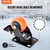 VEVOR Caster Wheels, 2-inch Swivel Plate Casters, Set of 4, with Security Dual Locking No Noise PVC Wheels for Cart Furniture Workbench, Heavy Duty 150 lbs Load Capacity Per Caster(2inch)