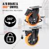 VEVOR Caster Wheels, 2-inch Swivel Plate Casters, Set of 4, with Security Dual Locking No Noise PVC Wheels for Cart Furniture Workbench, Heavy Duty 150 lbs Load Capacity Per Caster(5inch)