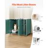VEVOR Cat Litter Box Enclosure, 31 in Hidden Litter Box Cabinet with Shelf & Storage, Modern Style Indoor Cat Washroom, Wooden Kitty House Furniture End Table, Fit Most Litterboxes, Red & Green(Dark Green，Built-in Power Outlet)