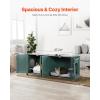 VEVOR Cat Litter Box Enclosure, 31 in Hidden Litter Box Cabinet with Shelf & Storage, Modern Style Indoor Cat Washroom, Wooden Kitty House Furniture End Table, Fit Most Litterboxes, Red & Green(Retro Green & Rattan Doors)