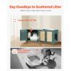 VEVOR Cat Litter Box Enclosure, 31 in Hidden Litter Box Cabinet with Shelf & Storage, Modern Style Indoor Cat Washroom, Wooden Kitty House Furniture End Table, Fit Most Litterboxes, Red & Green(Retro Green & Rattan Doors)