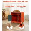 VEVOR Cat Litter Box Enclosure, 31 in Hidden Litter Box Cabinet with Shelf & Storage, Modern Style Indoor Cat Washroom, Wooden Kitty House Furniture End Table, Fit Most Litterboxes, Red & Green(Red & Green)