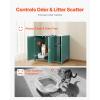 VEVOR Cat Litter Box Enclosure, 31 in Hidden Litter Box Cabinet with Shelf & Storage, Modern Style Indoor Cat Washroom, Wooden Kitty House Furniture End Table, Fit Most Litterboxes, Red & Green(Dark Green，Built-in Power Outlet)