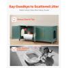 VEVOR Cat Litter Box Enclosure, 31 in Hidden Litter Box Cabinet with Shelf & Storage, Modern Style Indoor Cat Washroom, Wooden Kitty House Furniture End Table, Fit Most Litterboxes, Red & Green(Retro Green)