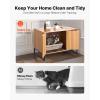 VEVOR Cat Litter Box Enclosure Furniture, 23.6 in Hidden Litter Box Cabinet with Storage Shelves, Modern Style, Waterproof Washroom Side Table Cat House, Fit Most of Litterbox, for Living Room(Natural wood colour)