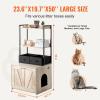 VEVOR Cat Litter Box Enclosure, Hidden Litter Box Furniture with 3 Storage Shelves, Wooden Cat Washroom Indoor, Large Cat House Cabinet Hidden Fit Most Litter Box, 33.5″L x 19.3″W x 58.7″H, Dark Brown(23.6″L x 19.7″W x 50″H-2 Shelves)