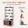 VEVOR Cat Litter Box Enclosure, Hidden Litter Box Furniture with 3 Storage Shelves, Wooden Cat Washroom Indoor, Large Cat House Cabinet Hidden Fit Most Litter Box, 33.5″L x 19.3″W x 58.7″H, Dark Brown(33.5″L x 19.3″W x 72.3″H-4 Shelves)