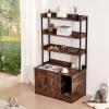 VEVOR Cat Litter Box Enclosure, Hidden Litter Box Furniture with 3 Storage Shelves, Wooden Cat Washroom Indoor, Large Cat House Cabinet Hidden Fit Most Litter Box, 33.5″L x 19.3″W x 58.7″H, Dark Brown(33.5″L x 19.3″W x 58.7″H-3 Shelves)