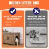 VEVOR Cat Litter Box Enclosure for 2 Cats, Litter Box Furniture Hidden 47.2in(Greige)