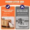 VEVOR Cat Litter Box Enclosure for 2 Cats, Litter Box Furniture Hidden 47.2in(Natural color)