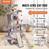 VEVOR Cat Tree for Indoor Cats, 60.6″ Cat Tower with Cat Condo, Sisal Scratching Post, Hammock, Top Perch, Jumping Platforms, Large Cat Furniture Activity Center with Hang Ball, Light Grey(Light Grey)