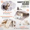VEVOR Cat Tree for Indoor Cats, 60.6″ Cat Tower with Cat Condo, Sisal Scratching Post, Hammock, Top Perch, Jumping Platforms, Large Cat Furniture Activity Center with Hang Ball, Light Grey(Light Grey)