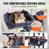 VEVOR Cat Tree for Indoor Cats, 60.6″ Cat Tower with Cat Condo, Sisal Scratching Post, Hammock, Top Perch, Jumping Platforms, Large Cat Furniture Activity Center with Hang Ball, Light Grey(Dark Grey)