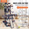 VEVOR Cat Tree for Indoor Cats, 60.6″ Cat Tower with Cat Condo, Sisal Scratching Post, Hammock, Top Perch, Jumping Platforms, Large Cat Furniture Activity Center with Hang Ball, Light Grey(Dark Grey)