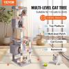 VEVOR Cat Tree for Indoor Cats, 72″ Cat Tower with 2 Cat Condos, Sisal Scratching Post, Hammock, Top Perch, Jumping Platforms, Large Cat Furniture Activity Center with Hang Ball, Light Grey