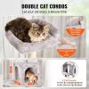 VEVOR Cat Tree for Indoor Cats, 72″ Cat Tower with 2 Cat Condos, Sisal Scratching Post, Hammock, Top Perch, Jumping Platforms, Large Cat Furniture Activity Center with Hang Ball, Light Grey