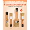 VEVOR Chalk Wax Paint Brush, 4 Piece Wax Paint Brush, Stain Brushes for Furniture, Acrylic Painting,Milk Paint,Home Decor, Natural Bristle Round Oval Chalk Paint Brushes for All Painting and Waxing(4 PCS)