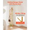 VEVOR Coat Rack, Freestanding Coats Rack Stand with Quartz Stone Base & 3 Round Hooks, Free Standing Hall Coat Tree for Entryway, Bedroom, Living Room, Stylish Clothes Hanger Stand for Coats, Hat, Bag(with Storage Board)