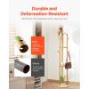 VEVOR Coat Rack, Freestanding Coats Rack Stand with Quartz Stone Base & 3 Round Hooks, Free Standing Hall Coat Tree for Entryway, Bedroom, Living Room, Stylish Clothes Hanger Stand for Coats, Hat, Bag(with Storage Board)