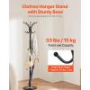 VEVOR Coat Rack, Freestanding Coats Rack Stand with Quartz Stone Base & 3 Round Hooks, Free Standing Hall Coat Tree for Entryway, Bedroom, Living Room, Stylish Clothes Hanger Stand for Coats, Hat, Bag(with Umbrella Holder)