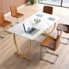 VEVOR Executive Desk, 63″ W x 31.5″ D Large Office Desk, Modern Computer Table Conference Meeting Room Table, Business Furniture Enlarged Desktop for Home Office, White and Gold(White+gold)