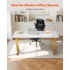 VEVOR Executive Desk, 63″ W x 31.5″ D Large Office Desk, Modern Computer Table Conference Meeting Room Table, Business Furniture Enlarged Desktop for Home Office, White and Gold(White+gold)