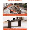 VEVOR Executive Desk, 63″ W x 31.5″ D Large Office Desk, Modern Computer Table Conference Meeting Room Table, Business Furniture Enlarged Desktop for Home Office, White and Gold(Walnut)