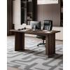 VEVOR Executive Desk, 63″ W x 31.5″ D Large Office Desk, Modern Computer Table Conference Meeting Room Table, Business Furniture Enlarged Desktop for Home Office, White and Gold(Walnut)