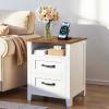VEVOR Farmhouse Nightstand Set of 2, 18″ Wide Bedside Table with Charging Station, Rustic End Table with 2 Drawers, Storage Shelf, USB/Type-C Port, 6.5ft Cord, Bed Side Table for Bedroom,White & Brown(White)