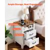 VEVOR Farmhouse Nightstand Set of 2, 18″ Wide Bedside Table with Charging Station, Rustic End Table with 2 Drawers, Storage Shelf, USB/Type-C Port, 6.5ft Cord, Bed Side Table for Bedroom,White & Brown(White)