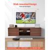 VEVOR Floating TV Stand, 60″ Wall Mount Entertainment Center with Adjustable Shelf & Sliding Doors, 2 Tiers Floating TV Shelf with Storage Cabinet for DVD Player, Cable Box, Game Console, Walnut