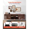 VEVOR Floating TV Stand, 60″ Wall Mount Entertainment Center with Adjustable Shelf & Sliding Doors, 2 Tiers Floating TV Shelf with Storage Cabinet for DVD Player, Cable Box, Game Console, Walnut