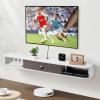 VEVOR Floating TV Stand, 71 in Wall Mount Entertainment Center with Power Outlet & LED Lights, Modern Floating TV Shelf with 2 Drawers & Storage Cabinet for DVD Player, Cable Box, Game Console, White(White)
