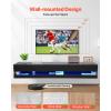 VEVOR Floating TV Stand, 71 in Wall Mount Entertainment Center with Power Outlet & LED Lights, Modern Floating TV Shelf with 2 Drawers & Storage Cabinet for DVD Player, Cable Box, Game Console, White(Black)