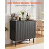 VEVOR Fluted Cabinet, Buffet Cabinet with 2-Tier Storage, Coffee Bar Cabinet with Adjustable Shelves, Sideboard Buffet for Hallway, Entryway, Living Room, or Kitchen, Black
