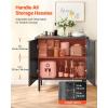 VEVOR Fluted Cabinet, Buffet Cabinet with 2-Tier Storage, Coffee Bar Cabinet with Adjustable Shelves, Sideboard Buffet for Hallway, Entryway, Living Room, or Kitchen, Black