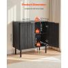 VEVOR Fluted Cabinet, Buffet Cabinet with 2-Tier Storage, Coffee Bar Cabinet with Adjustable Shelves, Sideboard Buffet for Hallway, Entryway, Living Room, or Kitchen, Black