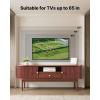 VEVOR Fluted TV Stand for TVs up to 65 inch, Mid-Century Modern Entertainment Center, Media Console with Storage Cabinet and Sliding Tambour Door, Boho Television Stand for Living Room, Bedroom, Oak(Brown With Drawer)