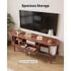 VEVOR Fluted TV Stand for TVs up to 65 inch, Mid-Century Modern Entertainment Center, Media Console with Storage Cabinet and Sliding Tambour Door, Boho Television Stand for Living Room, Bedroom, Oak(Brown With Drawer)