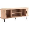 VEVOR Fluted TV Stand for TVs up to 65 inch, Mid-Century Modern Entertainment Center, Media Console with Storage Cabinet and Sliding Tambour Door, Boho Television Stand for Living Room, Bedroom, Oak(Natural)